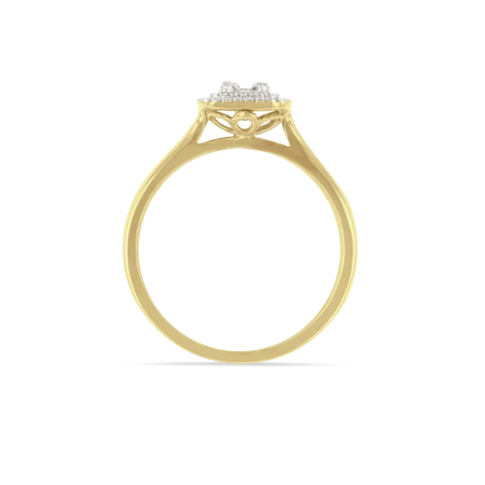 0.25ct Baguette & Round Duchess Halo Ring in 9ct Gold