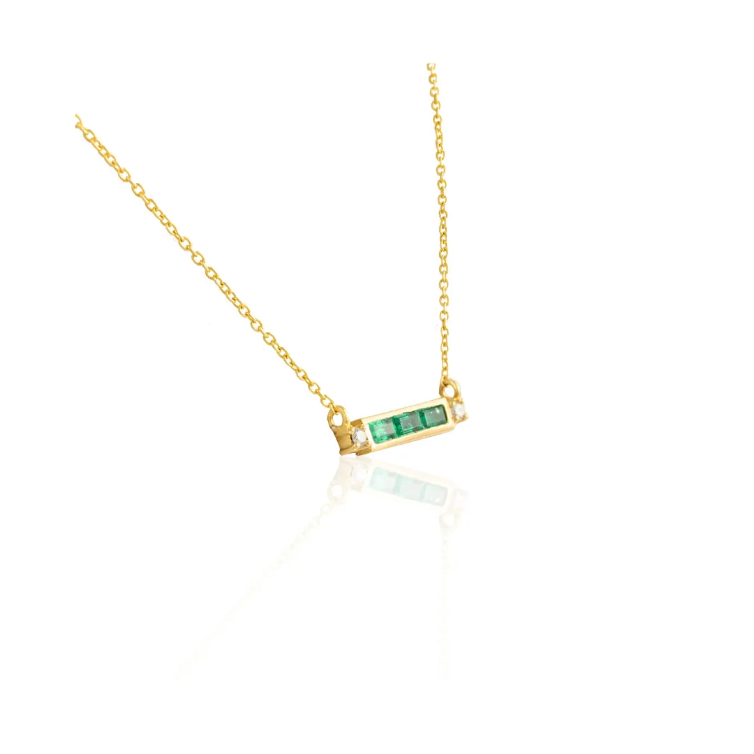18K Gold Emerald Necklace