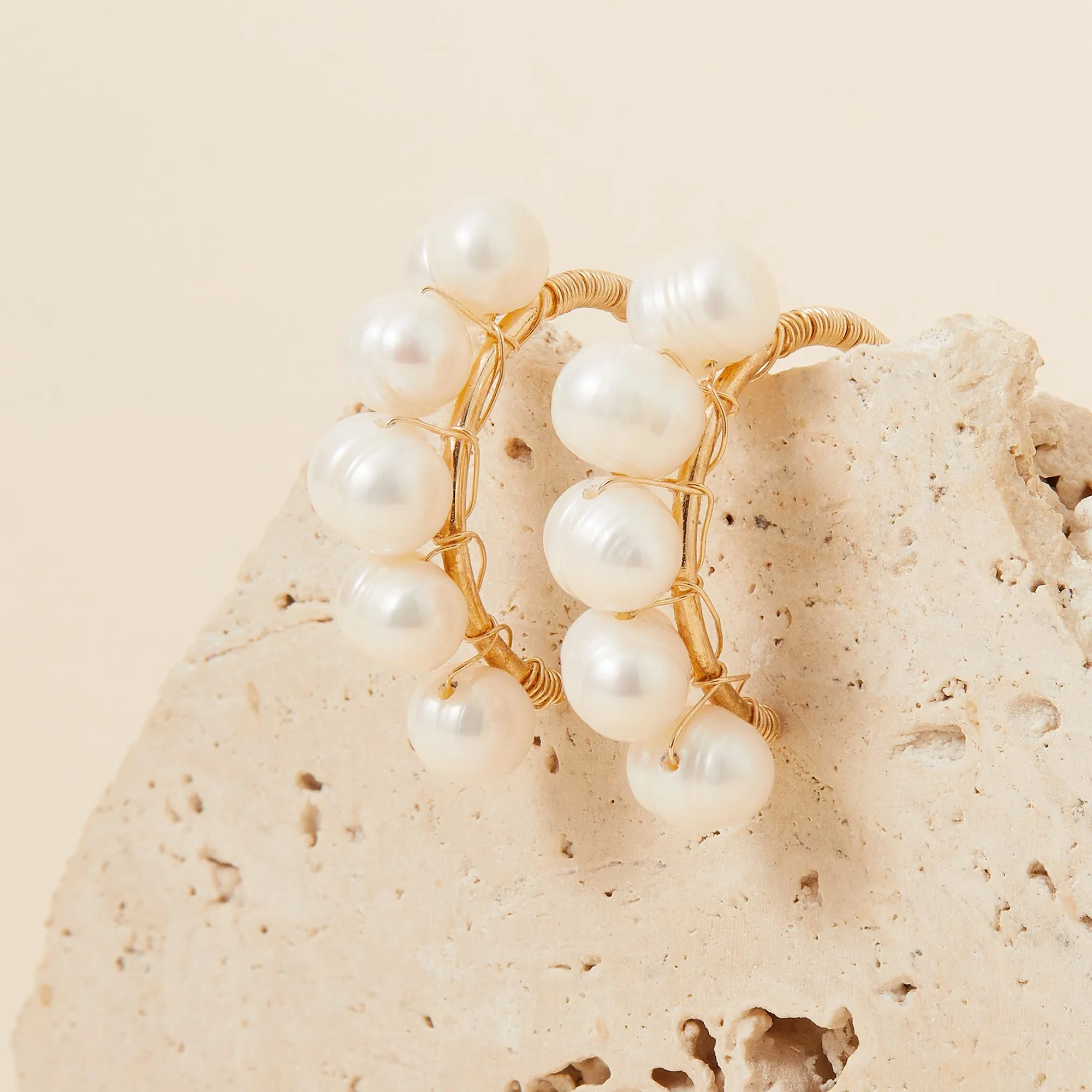 Accessorize London Women's Pearl Hoop Earrings