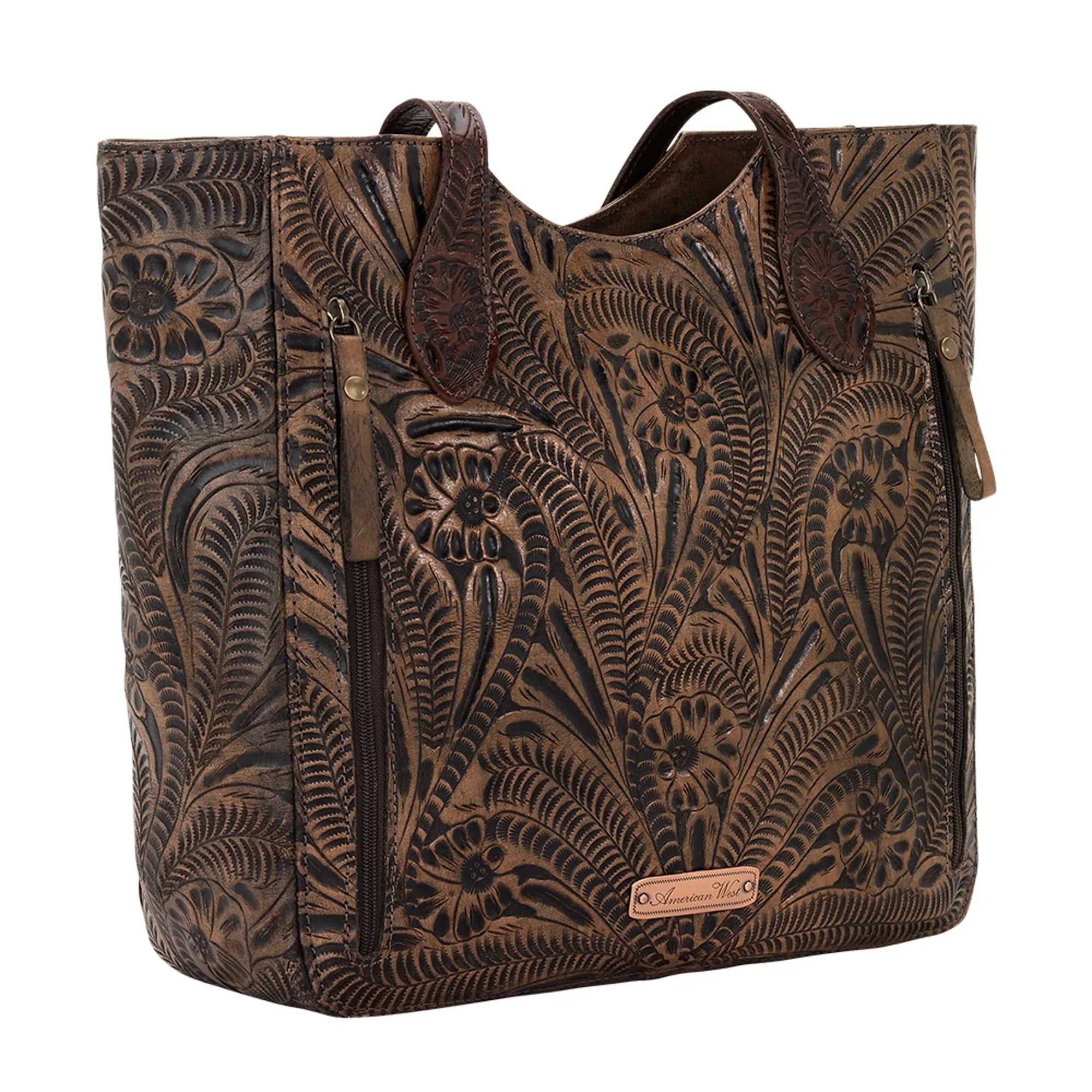 American West Annie's Secret Collection Charcoal Leather Large Tote