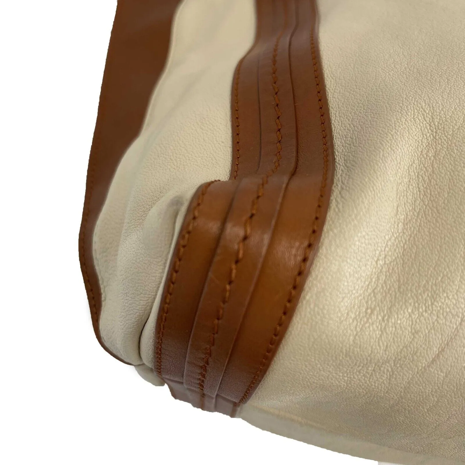 Chloe - Calfskin Medium Alison East West Tote Husky White Tan Shoulder Bag
