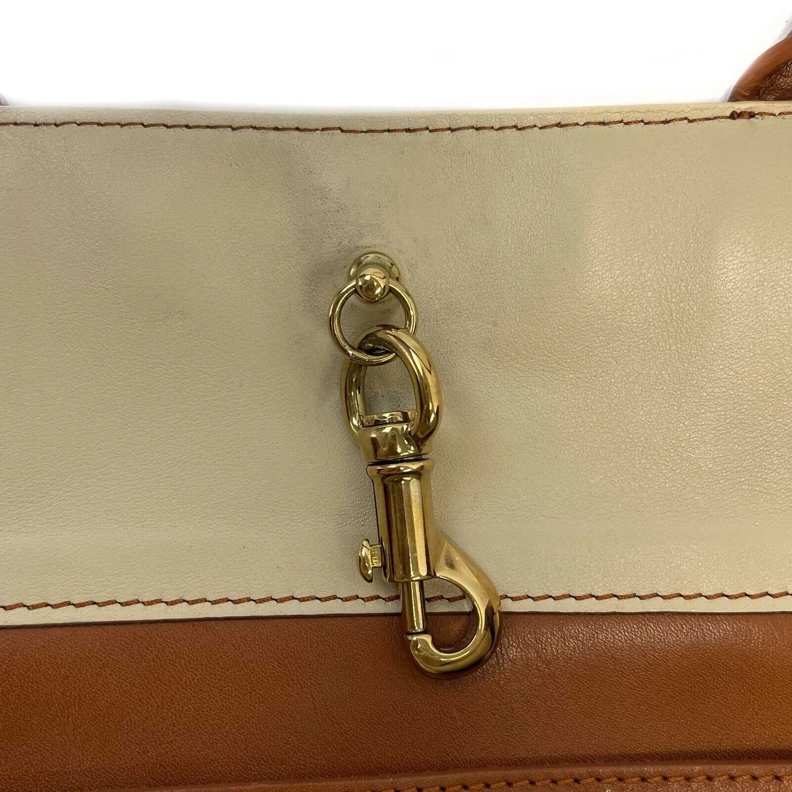 Chloe - Calfskin Medium Alison East West Tote Husky White Tan Shoulder Bag