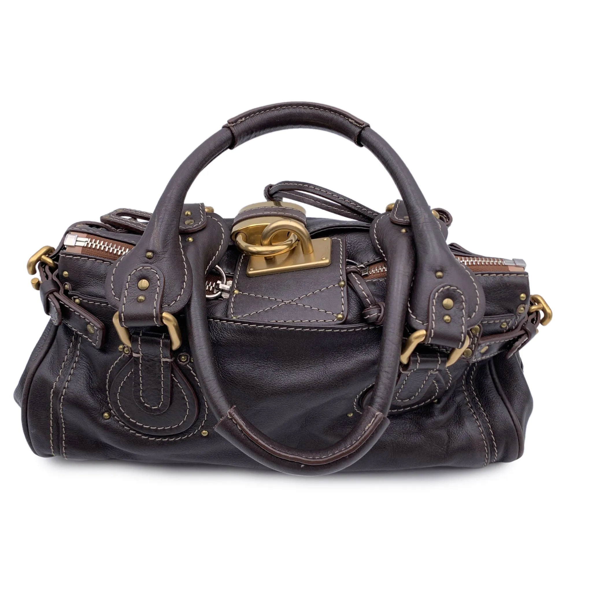 Chloe Dark Brown Leather Paddington Tote Satchel Handbag Bag