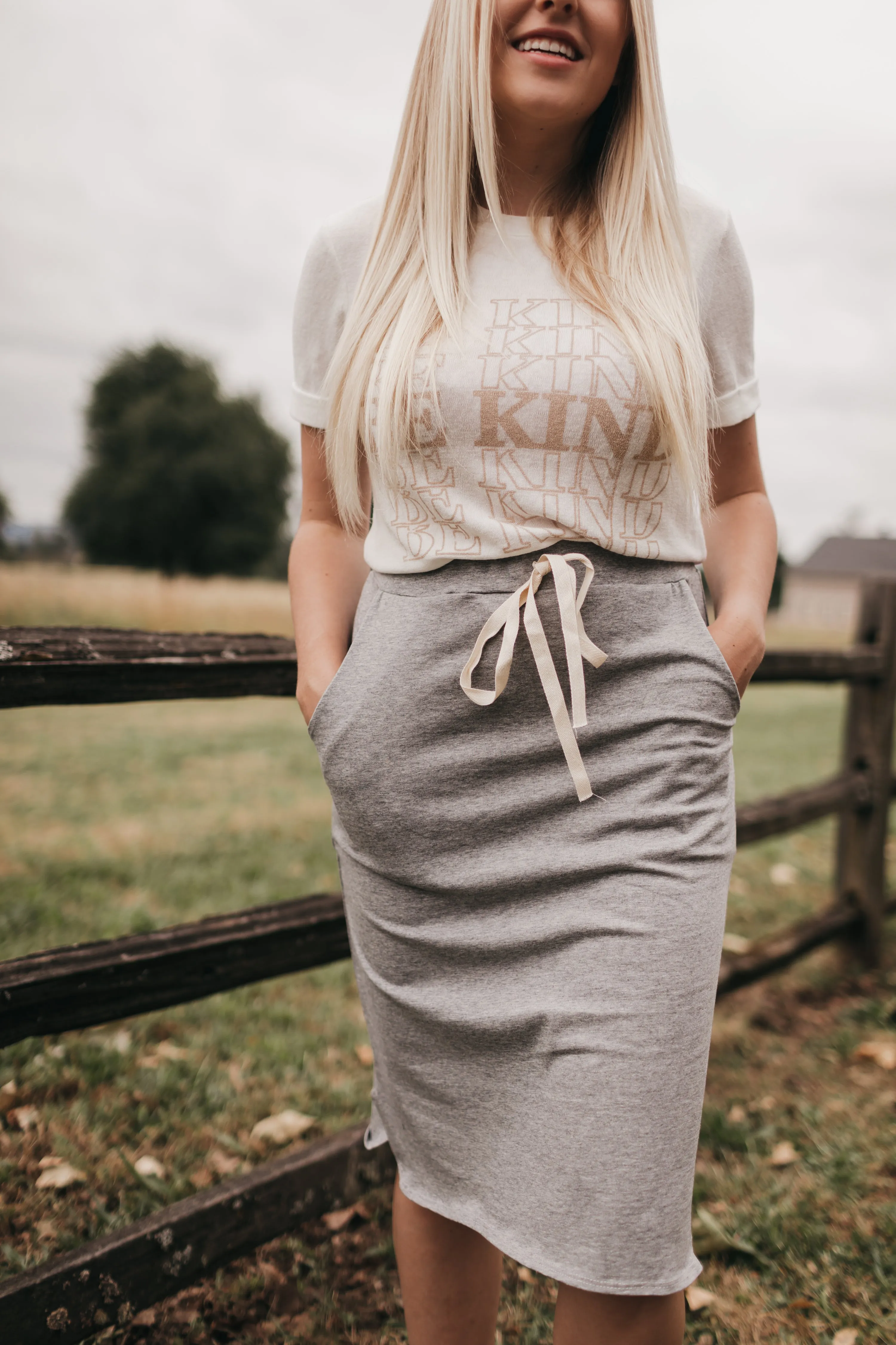 Chloe Drawstring Skirt in Heather Grey