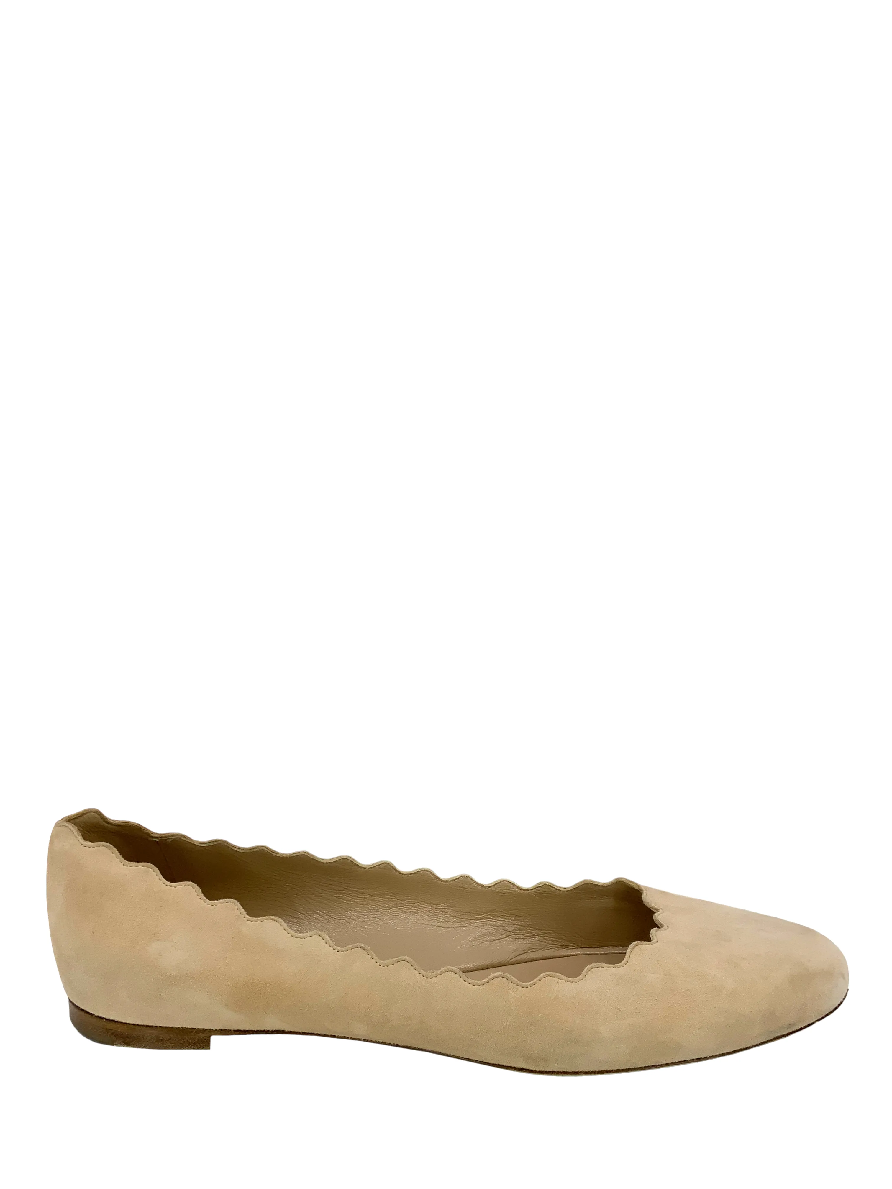 Scalloped Suede Ballet Flats by CHLOE - Size 9.5