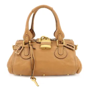 Chloe Paddington Leather Medium Hand Bag Shoulder Bag Brown Used