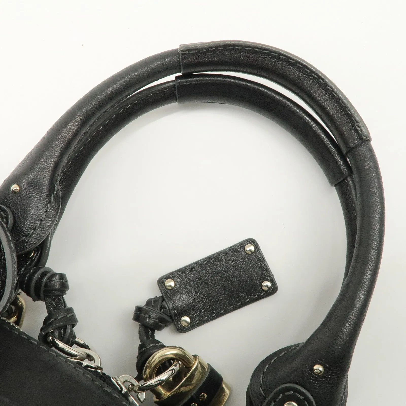 Chloe Paddington Leather Mini Boston Bag Hand Bag Black Used