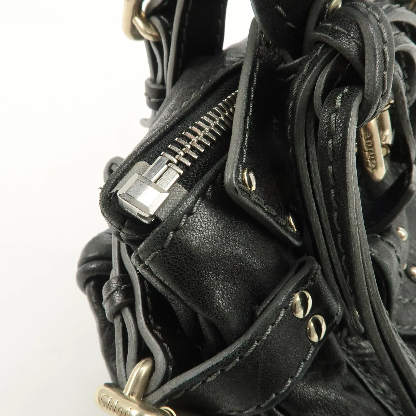 Chloe Paddington Leather Mini Boston Bag Hand Bag Black Used
