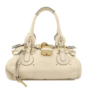 Chloe Paddington Leather Shoulder Bag Hand Bag Ivory Used