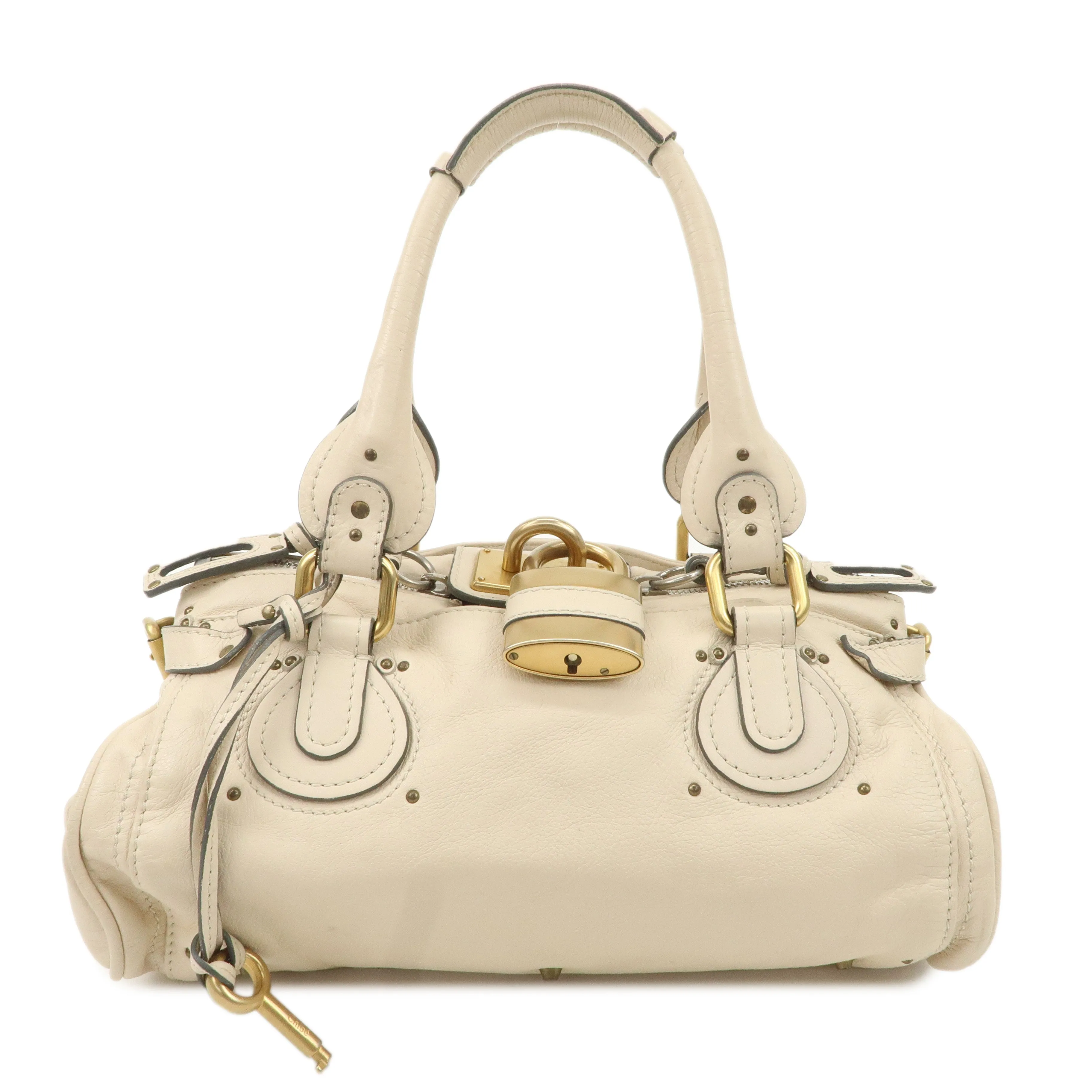 Chloe Paddington Leather Shoulder Bag Hand Bag Ivory Used