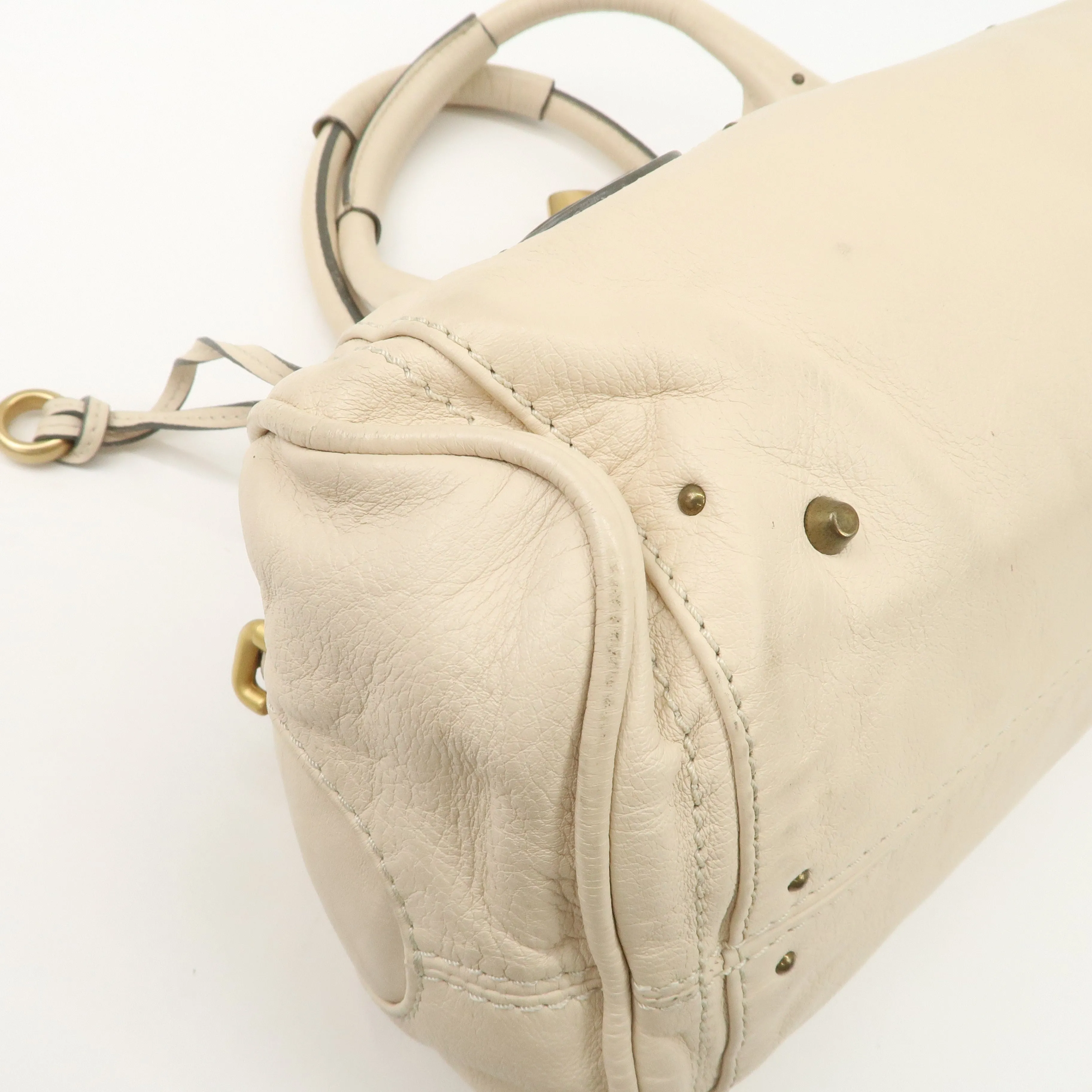 Chloe Paddington Leather Shoulder Bag Hand Bag Ivory Used