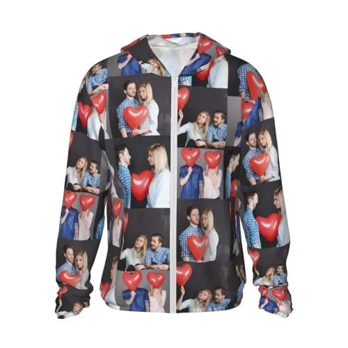 Custom Photo Unisex Sun Protection Lightweight Hoodie Long Sleeve Zipper Shirt