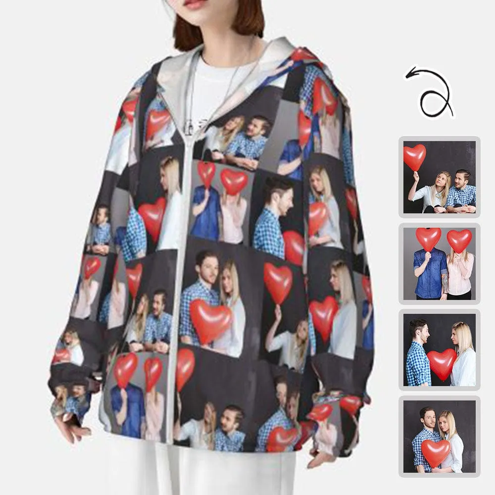 Custom Photo Unisex Sun Protection Lightweight Hoodie Long Sleeve Zipper Shirt