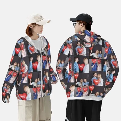 Custom Photo Unisex Sun Protection Lightweight Hoodie Long Sleeve Zipper Shirt