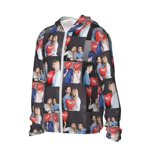 Custom Photo Unisex Sun Protection Lightweight Hoodie Long Sleeve Zipper Shirt