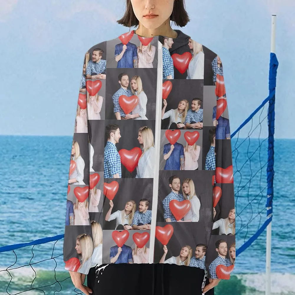Custom Photo Unisex Sun Protection Lightweight Hoodie Long Sleeve Zipper Shirt