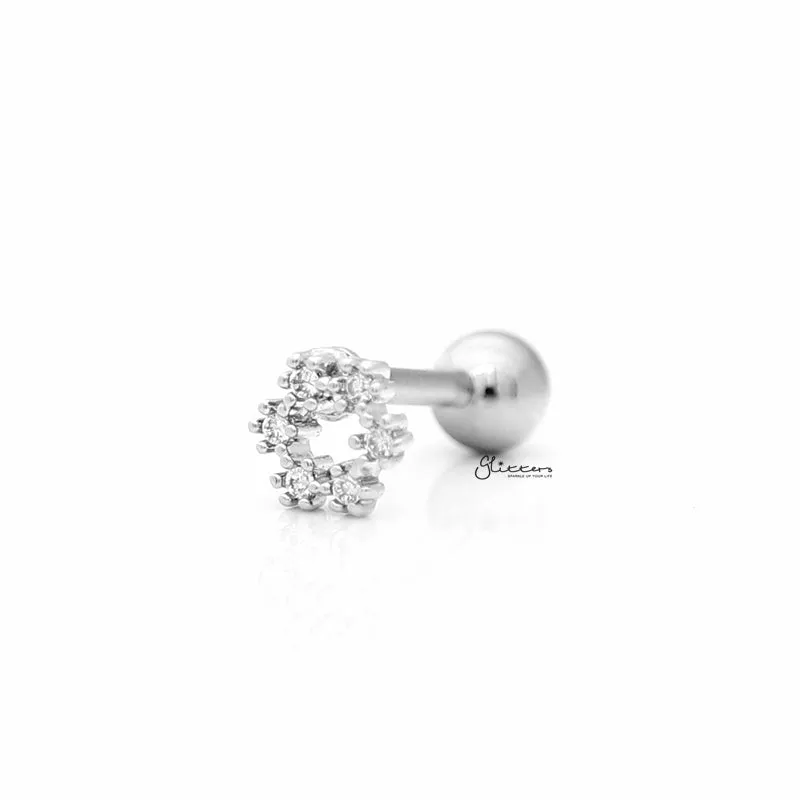 C.Z Hollow Circle Tragus Barbell - Ball End | Flat Back