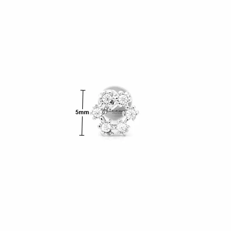 C.Z Hollow Circle Tragus Barbell - Ball End | Flat Back