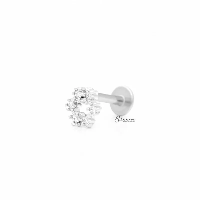 C.Z Hollow Circle Tragus Barbell - Ball End | Flat Back