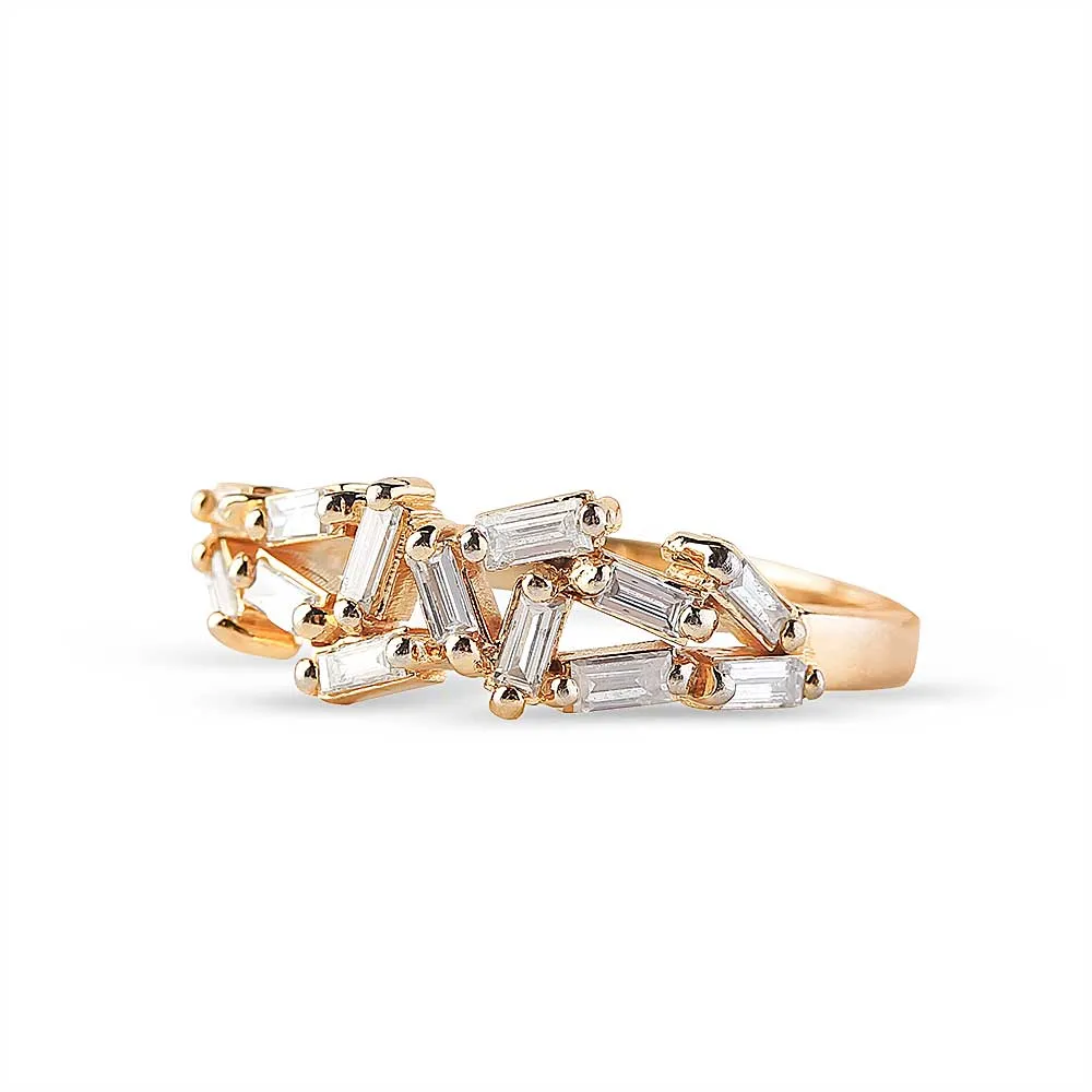 DIAMOND BAGUETTE HALF CHAOS RING