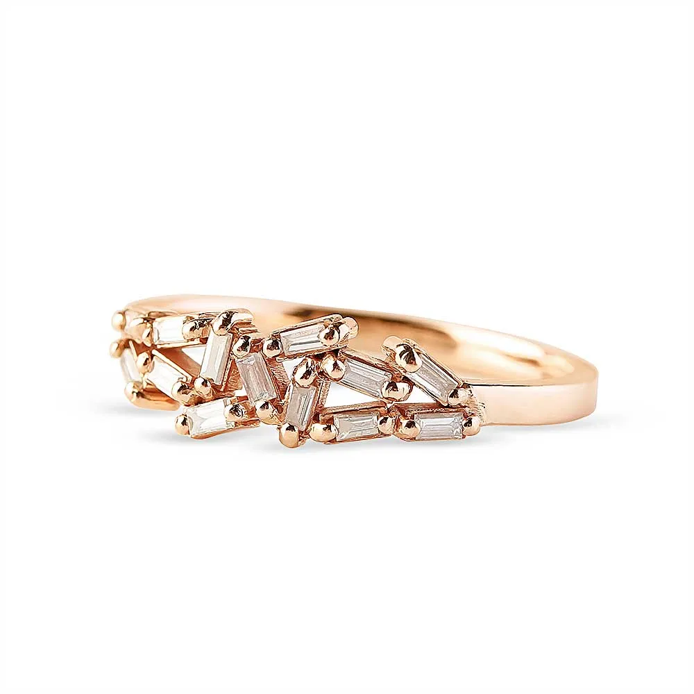 DIAMOND BAGUETTE HALF CHAOS RING