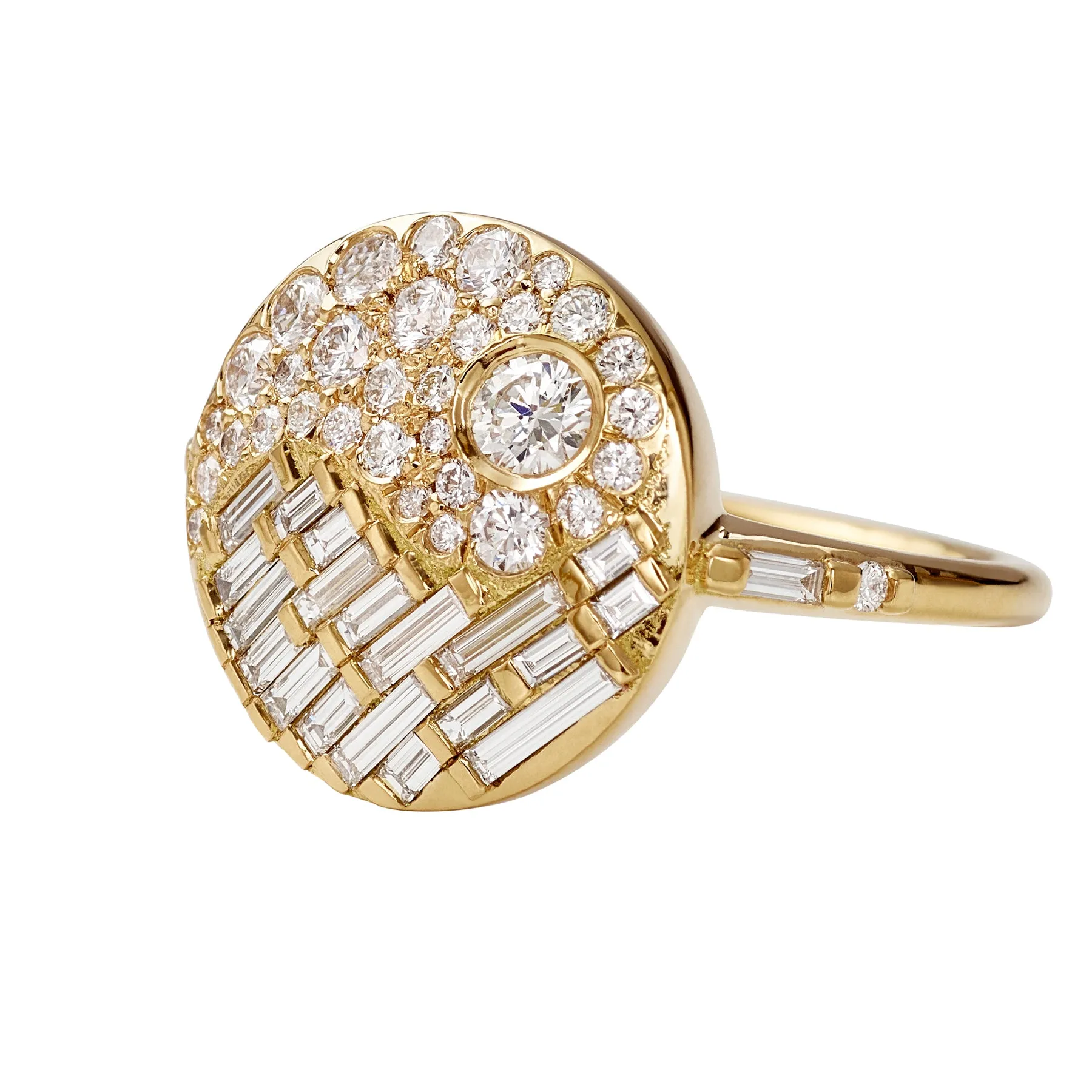 Duo Baguette and Brilliant Cut Diamond Engagement Ring