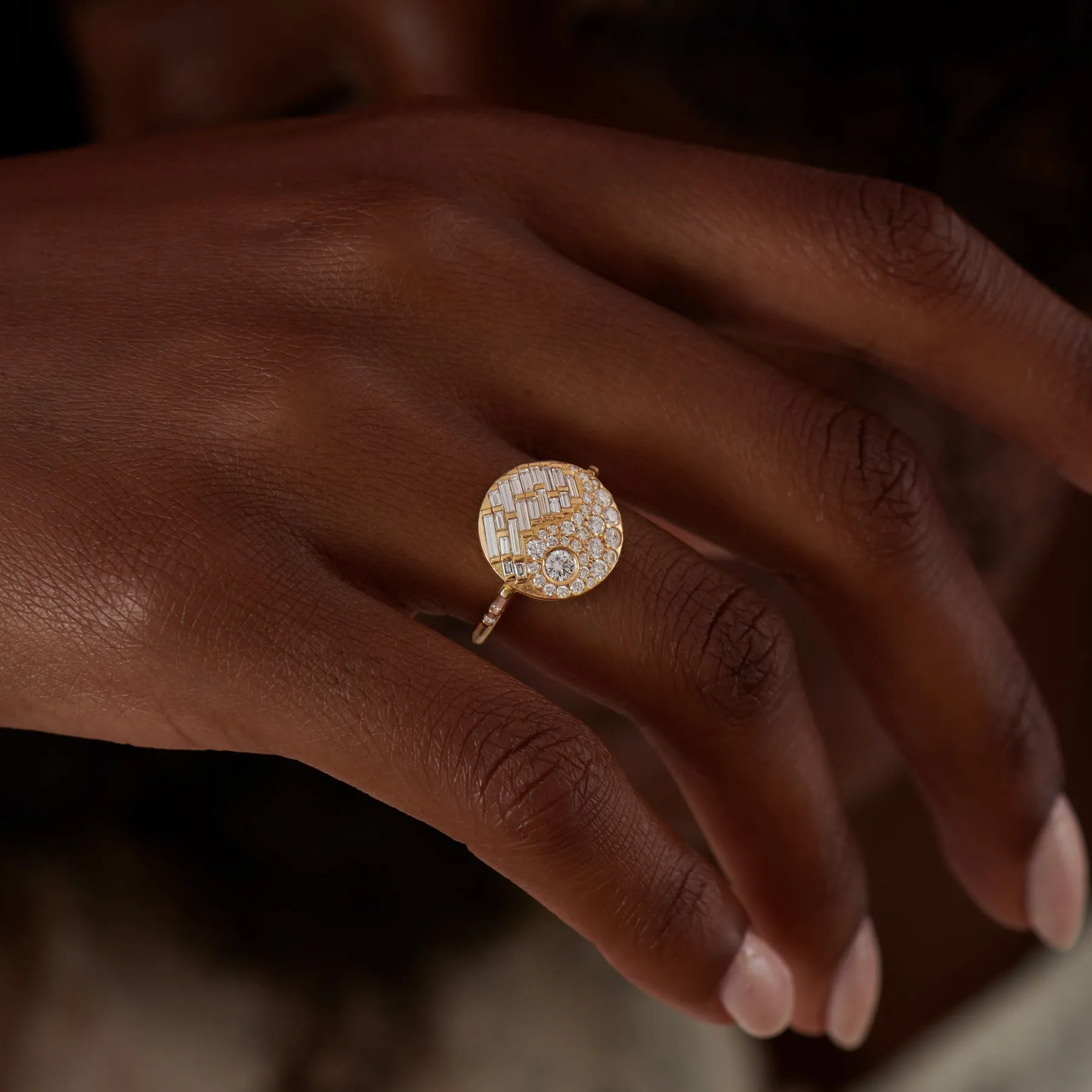Duo Baguette and Brilliant Cut Diamond Engagement Ring