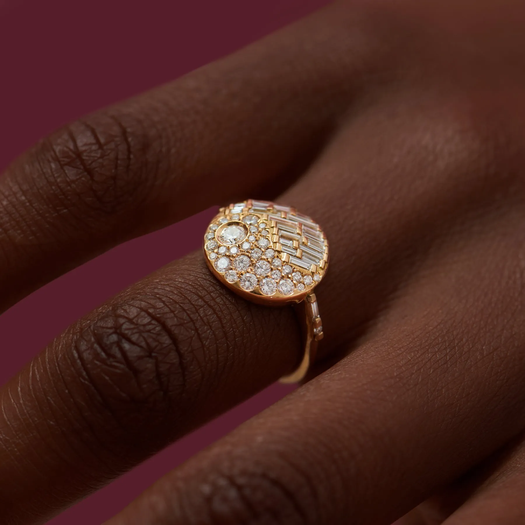 Duo Baguette and Brilliant Cut Diamond Engagement Ring