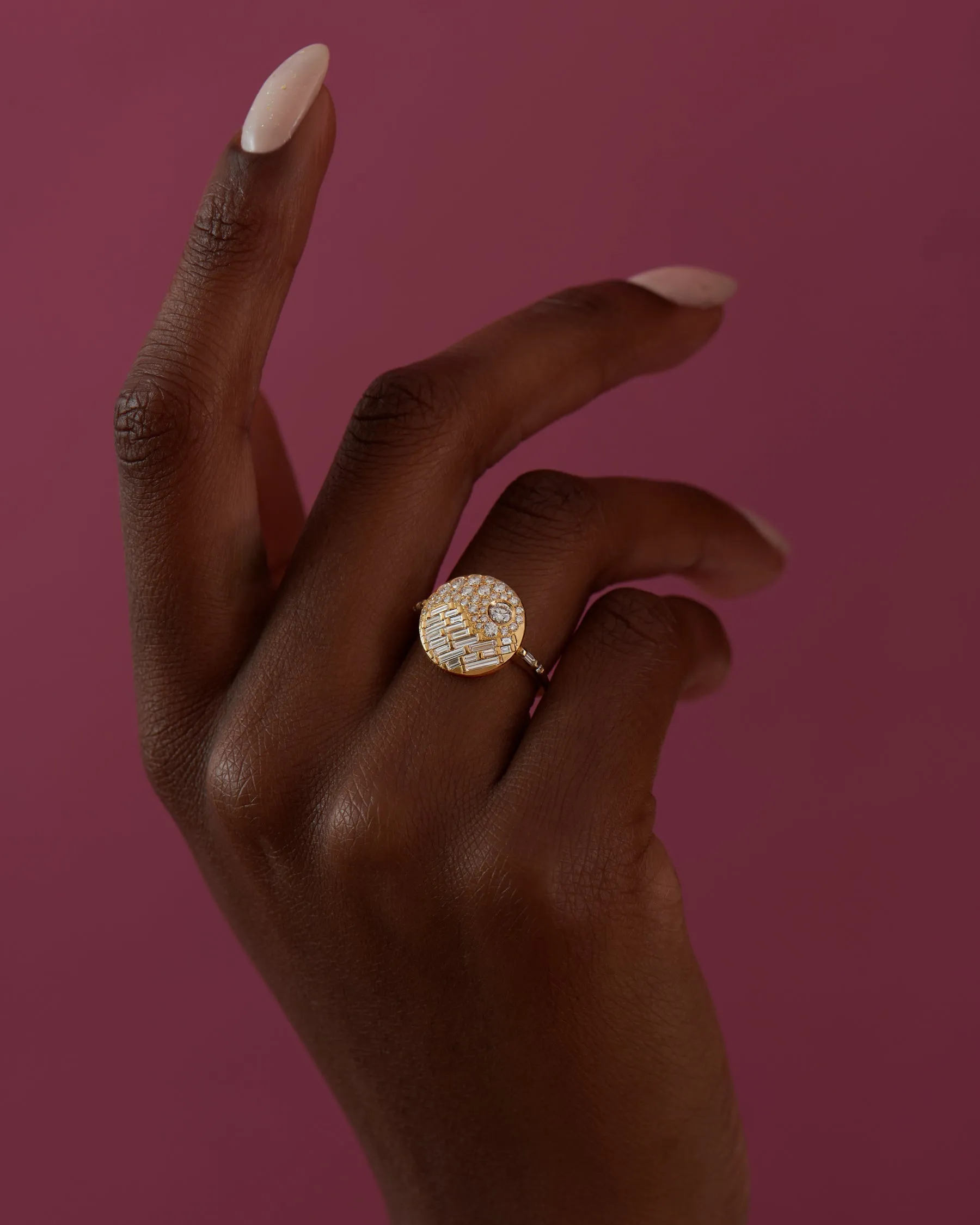 Duo Baguette and Brilliant Cut Diamond Engagement Ring