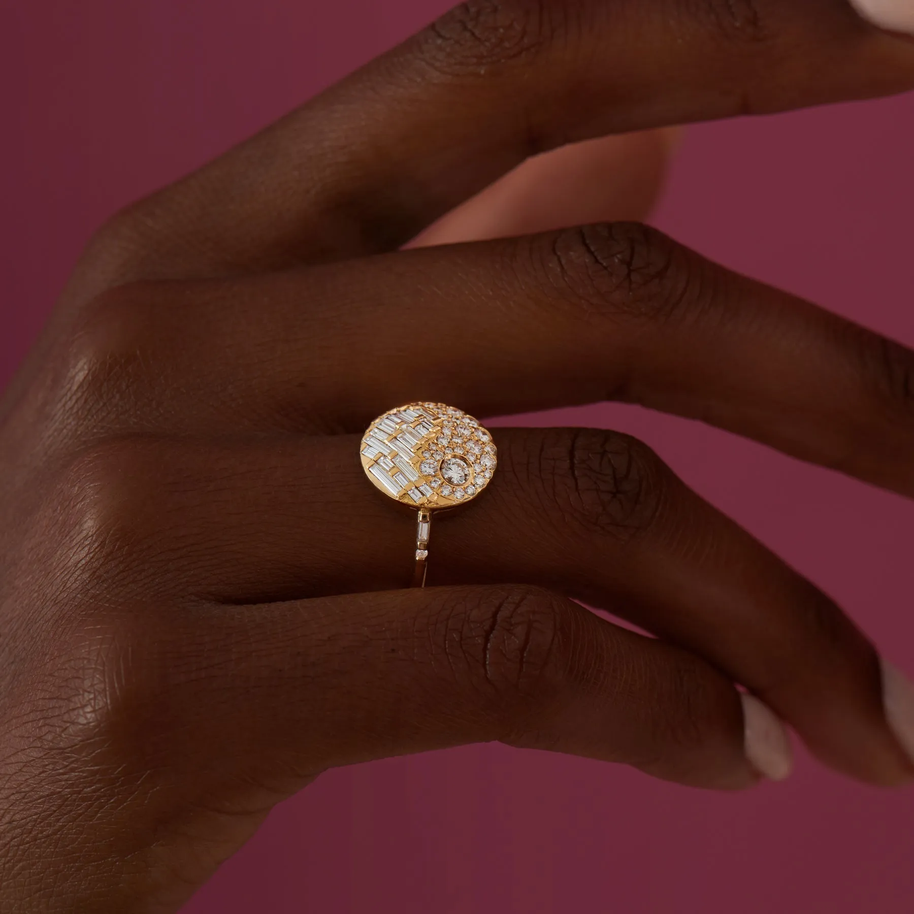Duo Baguette and Brilliant Cut Diamond Engagement Ring