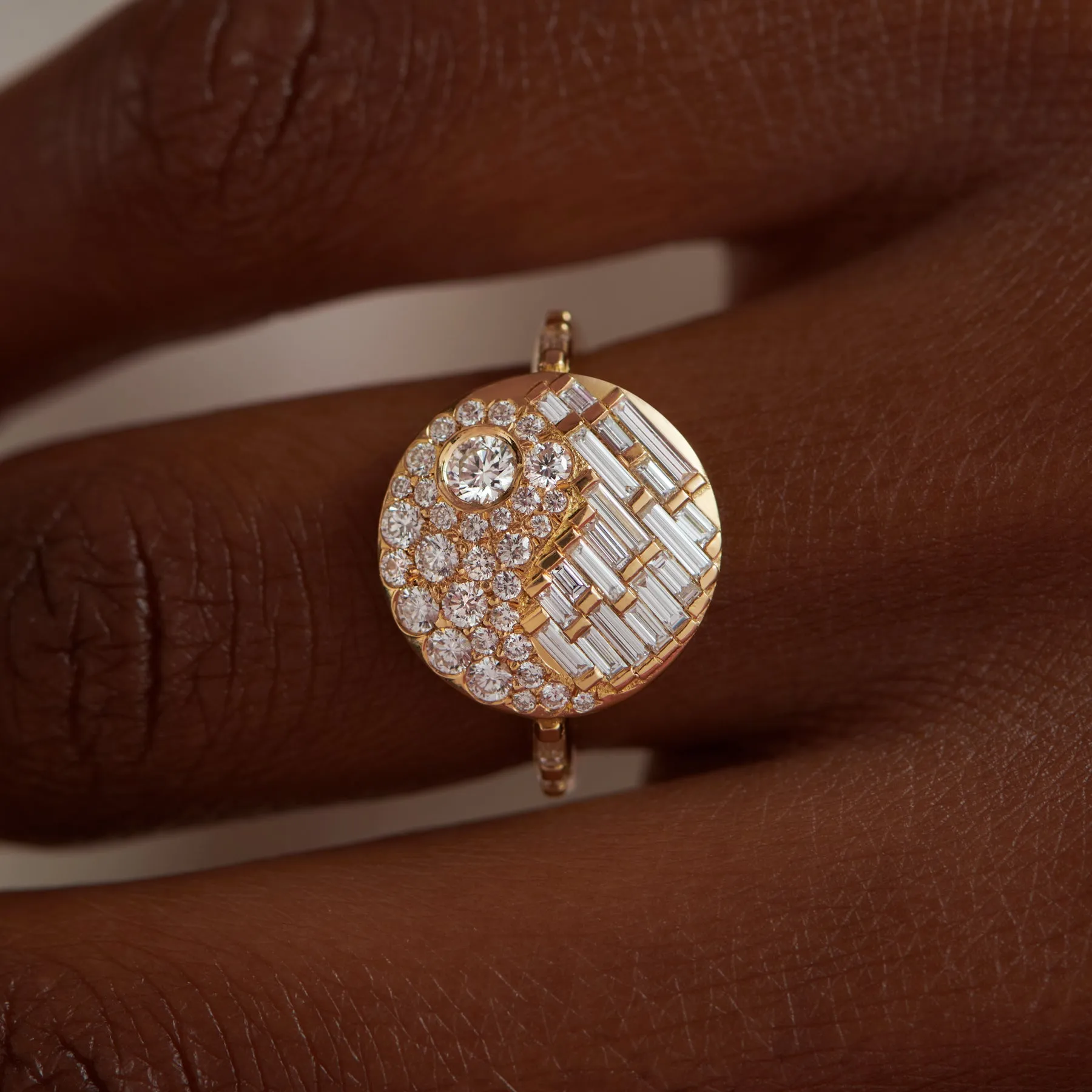Duo Baguette and Brilliant Cut Diamond Engagement Ring