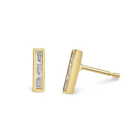 SAVANNAH BAGUETTE DIAMOND BAR EARRINGS